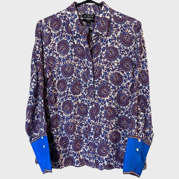 J.Crew Drapey Cupro-Blend Hidden Button-Up Shirt Purple Women's 8 Classic-Fit - Picture 1 of 12